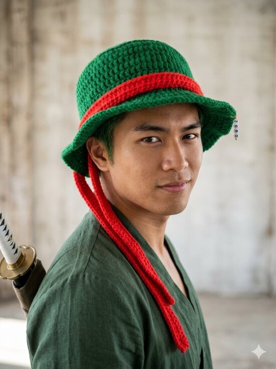 Handmade Crochet One Piece Bucket Hats  Zoro Designs New main image 6
